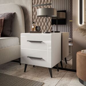 George Oliver Berke LUX Nightstand on Legs with Glossy Top White/Black 55cm H X 45cm W X 38.5cm D George Oliver Berke LUX Nightstand on Legs with Glossy Top White/Black 55cm H X 45cm W X 38.5cm D