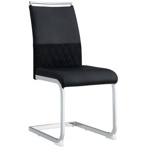 Ivy Bronx Set Of 6 Dining Chairs With Backrest In Pu Artificial Leather And Linen Black 95cm H X 42cm W X 48cm D Ivy Bronx Set Of 6 Dining Chairs With Backrest In Pu Artificial Leather And Linen Black 95cm H X 42cm W X 48cm D