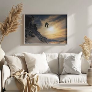 Ebern Designs Sunset Snowboarding by Jakob Sanne - Wrapped Canvas Print Blue;Black;Orange 81.28cm H x 121.92cm W Ebern Designs Sunset Snowboarding by Jakob Sanne - Wrapped Canvas Print Blue;Black;Orange 81.28cm H x 121.92cm W