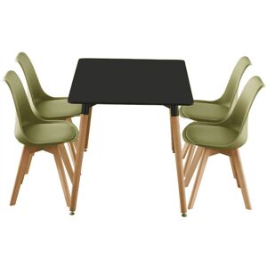 Mikado Living Suellen 4 Person Dining set - a Rectangular Plastic Dining Table with Wooden Legs and a Set of 4 Faux Leather Cushion Padded Dining Chairs for Dining Lime Green 4 Mikado Living Suellen 4 Person Dining set - a Rectangular Plastic Dining Table with Wooden Legs and a Set of 4 Faux Leather Cushion Padded Dining Chairs for Dining Lime Green 4