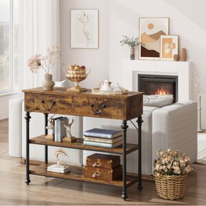 Borough Wharf Console Table with 2 Drawers and 3 Tier Shelves, Hallway Table Home Furniture for Living Room, Foyer, Bedroom Brown 80cm H X 100cm W X 30cm D Borough Wharf Console Table with 2 Drawers and 3 Tier Shelves, Hallway Table Home Furniture for Living Room, Foyer, Bedroom Brown 80cm H X 100cm W X 30cm D