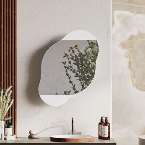 Metro Burko Wavy Wall Mirror with Hidden Storage Shelves White 75cm H X 60cm W X 13cm D Metro Burko Wavy Wall Mirror with Hidden Storage Shelves White 75cm H X 60cm W X 13cm D