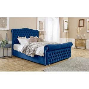 Mercer41 Keana Upholstered Sleigh Bed Blue Double (4'6) Mercer41 Keana Upholstered Sleigh Bed Blue Double (4'6)