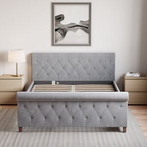 Lark Manor Caceres Bed, UKFR Certified Light Grey/Velvet Kingsize (5') Lark Manor Caceres Bed, UKFR Certified Light Grey/Velvet Kingsize (5')