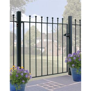 Rosalind Wheeler Begonia Ball Top Metal Garden Gate 91cm High Black 107cm W X 91cm H Rosalind Wheeler Begonia Ball Top Metal Garden Gate 91cm High Black 107cm W X 91cm H