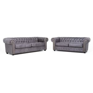 Etta Avenue Haverly 3+2 Chesterfield Sofa Set Grey 2 Etta Avenue Haverly 3+2 Chesterfield Sofa Set Grey 2