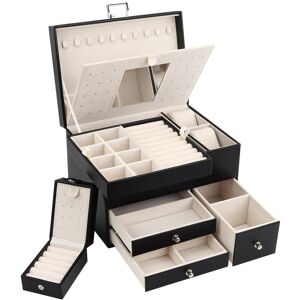 Ebern Designs Jewellery Box + Black 16cm H X 23cm W X 17cm D Ebern Designs Jewellery Box + Black 16cm H X 23cm W X 17cm D