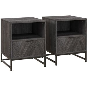 Ebern Designs Moniqua 1 Drawer Bedside Table Black;Grey 52cm H X 40cm W X 40cm D Ebern Designs Moniqua 1 Drawer Bedside Table Black;Grey 52cm H X 40cm W X 40cm D