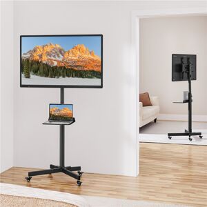 Symple Stuff Rolling TV Stand Black 168cm H X 65cm W X 45cm D Symple Stuff Rolling TV Stand Black 168cm H X 65cm W X 45cm D
