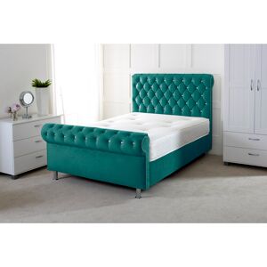 Mercer41 Charity Upholstered Sleigh Bed Green Double (4'6) Mercer41 Charity Upholstered Sleigh Bed Green Double (4'6)
