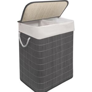 17 Stories Bamboo Laundry Hamper 105l Dual Compartment Basket Removable Liner Foldable Storage Hamper With Lid Grey 63cm H X 32cm W X 53cm D 17 Stories Bamboo Laundry Hamper 105l Dual Compartment Basket Removable Liner Foldable Storage Hamper With Lid Grey 63cm H X 32cm W X 53cm D