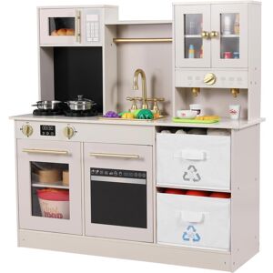 LIFERUN Children's Wooden Play Kitchen With Light And Sound, Doll's Kitchen Wood For Children, 90 X 30 X 90 Cm, With Kitchen Accessories And 2 Pieces Storage White/Black 90cm H X 90cm W X 30cm D LIFERUN Children's Wooden Play Kitchen With Light And Sound, Doll's Kitchen Wood For Children, 90 X 30 X 90 Cm, With Kitchen Accessories And 2 Pieces Storage White/Black 90cm H X 90cm W X 30cm D