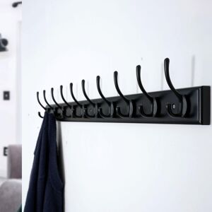 Rebrilliant Metal Wall Mounted Required 10 - Hook Wall Mounted Coat Rack Black 7cm H X 97cm W X 8.5cm D Rebrilliant Metal Wall Mounted Required 10 - Hook Wall Mounted Coat Rack Black 7cm H X 97cm W X 8.5cm D