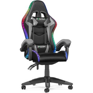 Metro Reclining Gaming Chair with LED Lights and Headrest Black/Grey 122cm H X 64cm W X 50cm D Metro Reclining Gaming Chair with LED Lights and Headrest Black/Grey 122cm H X 64cm W X 50cm D