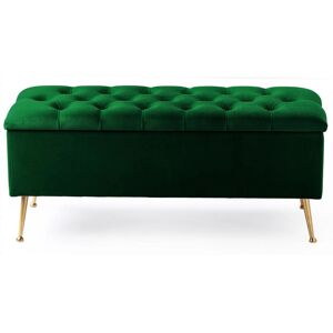 Canora Grey Amara Chesterfield Ottoman Storage Bench – Plush Velvet Upholstered Blanket Storage Box with Gold Metal Legs Forest Green 45cm H x 180cm W x 40cm D Canora Grey Amara Chesterfield Ottoman Storage Bench – Plush Velvet Upholstered Blanket Storage Box with Gold Metal Legs Forest Green 45cm H x 180cm W x 40cm D