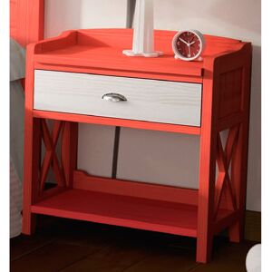 August Grove Maybeck 1 Drawer Bedside Table Coral/Distressed White 70cm H X 65cm W X 38cm D August Grove Maybeck 1 Drawer Bedside Table Coral/Distressed White 70cm H X 65cm W X 38cm D