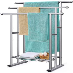 Belfry Bathroom Freestanding Towel Racks For Bathroom, 3 Tier Floor Towel Rack With Storage Basket, Blanket Ladder Drying And Display Rack For Large Bath Towel & Hand Stainless Steel 101cm H X 67cm L X 32cm D Belfry Bathroom Freestanding Towel Racks For Bathroom, 3 Tier Floor Towel Rack With Storage Basket, Blanket Ladder Drying And Display Rack For Large Bath Towel & Hand Stainless Steel 101cm H X 67cm L X 32cm D