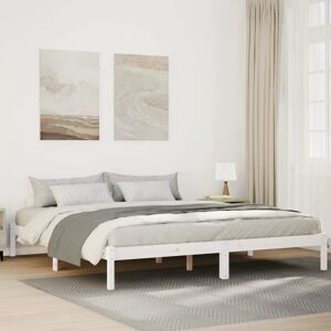 Ebern Designs Bed Frame Solid Wood white 200 x 210cm Ebern Designs Bed Frame Solid Wood white 200 x 210cm