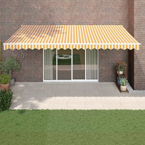 Happy Larry Frew Polyester Retractable Patio Awning Striped/Yellow/White with White Frame 500cm W x 300cm D Happy Larry Frew Polyester Retractable Patio Awning Striped/Yellow/White with White Frame 500cm W x 300cm D