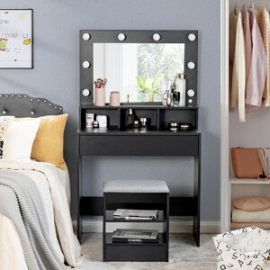 17 Stories Jannuel Vanity Table Set with Mirror Black 140cm H X 80cm W X 40cm D 17 Stories Jannuel Vanity Table Set with Mirror Black 140cm H X 80cm W X 40cm D