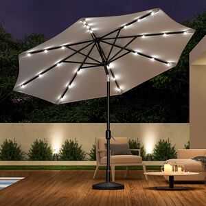 Wade Logan Maust 3m Traditional Parasol with LED Light Light Grey 240cm H X 300cm W X 300cm D Wade Logan Maust 3m Traditional Parasol with LED Light Light Grey 240cm H X 300cm W X 300cm D