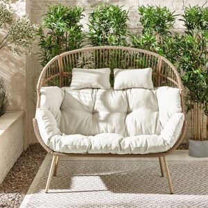 World Menagerie Kouts Cosy Rattan Weave Double Egg Chair Garden With Cushion - Contemporary Modern Design Brown 347.98cm H X 368.3cm W X 213.36cm L World Menagerie Kouts Cosy Rattan Weave Double Egg Chair Garden With Cushion - Contemporary Modern Design Brown 347.98cm H X 368.3cm W X 213.36cm L