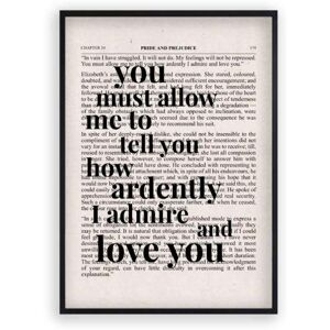 East Urban Home Pride And Prejudice How Ardently I Admire And Love You Quote Book Textual Art Matt Black Frame 31 cm H x 22 cm W East Urban Home Pride And Prejudice How Ardently I Admire And Love You Quote Book Textual Art Matt Black Frame 31 cm H x 22 cm W