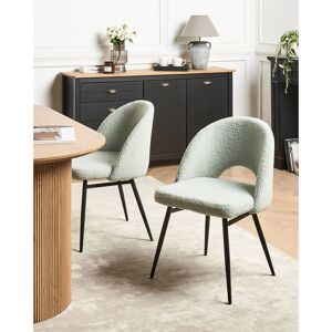 Corrigan Studio Set of 2 Dining Chairs Onaga Boucle Light Green Black 77cm H X 52cm W X 56cm D Corrigan Studio Set of 2 Dining Chairs Onaga Boucle Light Green Black 77cm H X 52cm W X 56cm D
