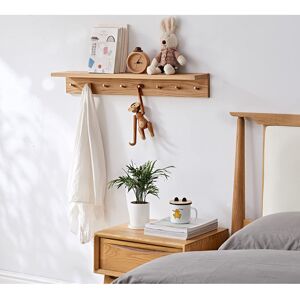Alpen Home Oak Floating Shelves With Hooks, 70Cm Solid Wood Wall Shelf, Coat Hooks Wall Mounted With Display Shelf For Bathroom, Bedroom, Living Room, Entryway, Beige 11.00cm H x 70.00cm W x 14.00cm D Alpen Home Oak Floating Shelves With Hooks, 70Cm Solid Wood Wall Shelf, Coat Hooks Wall Mounted With Display Shelf For Bathroom, Bedroom, Living Room, Entryway, Beige 11.00cm H x 70.00cm W x 14.00cm D
