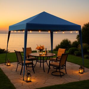 Dakota Fields Easy Up Garden Outdoor 2m W x 2m D Steel Soft-top UV Patio Gazebo Blue 200cm W X 200cm D X 240cm H Dakota Fields Easy Up Garden Outdoor 2m W x 2m D Steel Soft-top UV Patio Gazebo Blue 200cm W X 200cm D X 240cm H