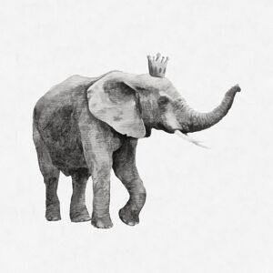 Happy Larry Gray Crowned Elephant Trunk Up 91cm H x 91cm W Happy Larry Gray Crowned Elephant Trunk Up 91cm H x 91cm W