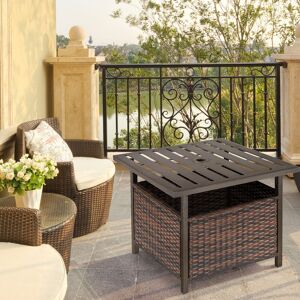 Ebern Designs Abdirazaq Stainless Steel/Rattan Coffee Table Brown Ebern Designs Abdirazaq Stainless Steel/Rattan Coffee Table Brown