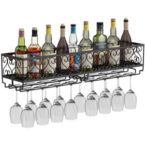 Rio Metal Black Wall Hanging Mounted Wine Champagne Glass Goblets Stemware Rack Holder, 80 X 20 Cm Hold Up To 18 Bottles Wine And 18 Cups Glasses Black 20cm H X 80cm W X 177cm D Rio Metal Black Wall Hanging Mounted Wine Champagne Glass Goblets Stemware Rack Holder, 80 X 20 Cm Hold Up To 18 Bottles Wine And 18 Cups Glasses Black 20cm H X 80cm W X 177cm D