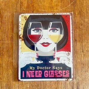 East Urban Home Doctor Says I Need Glasses - Wine Glass - Metal Sign Plaque Black;Red;Yellow 60cm H x 40cm W East Urban Home Doctor Says I Need Glasses - Wine Glass - Metal Sign Plaque Black;Red;Yellow 60cm H x 40cm W
