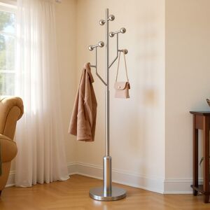 Ivy Bronx Freestanding Coat Rack, Branch Stainless Steel Disc Base Home Coat Hanger- Holds Up To 120Kg Silver 180cm H X 43cm W X 32cm D Ivy Bronx Freestanding Coat Rack, Branch Stainless Steel Disc Base Home Coat Hanger- Holds Up To 120Kg Silver 180cm H X 43cm W X 32cm D