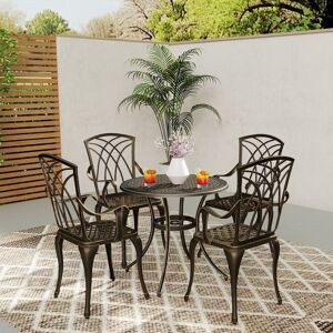 Astoria Grand Round 5 - Piece 4 - People 85Cm L Outdoor Table Set Bronze Tone 4 Astoria Grand Round 5 - Piece 4 - People 85Cm L Outdoor Table Set Bronze Tone 4