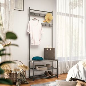 Mercury Allenton Iron Hall Tree with Bench and Shoe Storage Gray/Black 175cm H X 70cm W X 32cm D Mercury Allenton Iron Hall Tree with Bench and Shoe Storage Gray/Black 175cm H X 70cm W X 32cm D