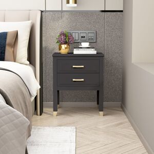 Rosdorf Park Metty Solid + Manufactured Wood Bedside Table Dark Grey 61cm H X 50cm W X 40cm D Rosdorf Park Metty Solid + Manufactured Wood Bedside Table Dark Grey 61cm H X 50cm W X 40cm D