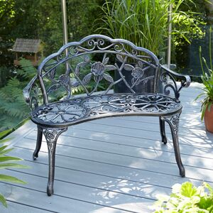 Rosdorf Park Rose Ornate Detail Metal Outdoor Garden Bench Grey 80cm H X 100cm W X 59cm D Rosdorf Park Rose Ornate Detail Metal Outdoor Garden Bench Grey 80cm H X 100cm W X 59cm D