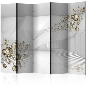 East Urban Home 225cm W x 172cm H 5 - Panel Acoustic Room Divider Folding Room Divider Grey;Gold 172cm H X 225cm W X 3cm D East Urban Home 225cm W x 172cm H 5 - Panel Acoustic Room Divider Folding Room Divider Grey;Gold 172cm H X 225cm W X 3cm D