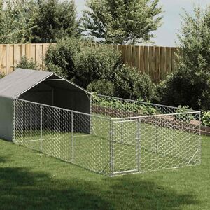 Archie & Oscar Outdoor Dog Kennel With Run Galvanised Steel 150cm H x 600cm W x 200cm D Archie & Oscar Outdoor Dog Kennel With Run Galvanised Steel 150cm H x 600cm W x 200cm D