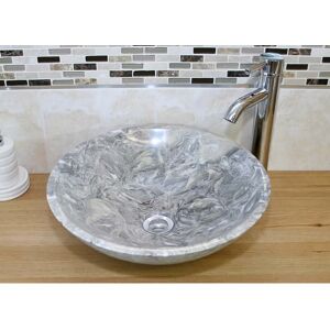 Belfry Bathroom Berrin Stone Handmade Round Bathroom Sink Grey Marble 430mm L X 430mm W X 140mm H Belfry Bathroom Berrin Stone Handmade Round Bathroom Sink Grey Marble 430mm L X 430mm W X 140mm H