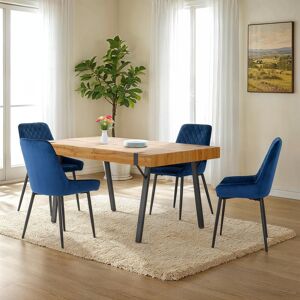 George Oliver Alcott Dining Set With Velvet Chairs Sapphire Blue 4 George Oliver Alcott Dining Set With Velvet Chairs Sapphire Blue 4