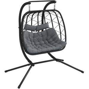 Bloomsbury Market Adao Rattan Double Swing Chair Black 189cm H X 175cm W X 132cm L Bloomsbury Market Adao Rattan Double Swing Chair Black 189cm H X 175cm W X 132cm L