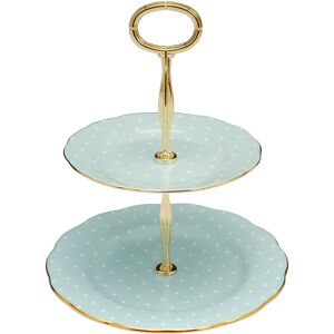 Royal Albert, Polka Rose - 2 Tier Cake Stand Green 20cm W Royal Albert, Polka Rose - 2 Tier Cake Stand Green 20cm W