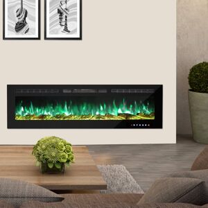 17 Stories Eul 102Cm W Recessed Wall Mounted Fire Black 43cm H x 127cm W x 14cm D 17 Stories Eul 102Cm W Recessed Wall Mounted Fire Black 43cm H x 127cm W x 14cm D