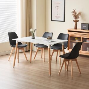 George Oliver 5 Piece Dining Set with Wooden Top and 4 Chairs Black/Natural 4 George Oliver 5 Piece Dining Set with Wooden Top and 4 Chairs Black/Natural 4