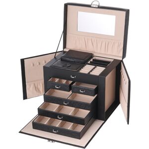 Rebrilliant Multi Tier Jewellery Box Black 23cm H X 26.5cm W X 19.8cm D Rebrilliant Multi Tier Jewellery Box Black 23cm H X 26.5cm W X 19.8cm D