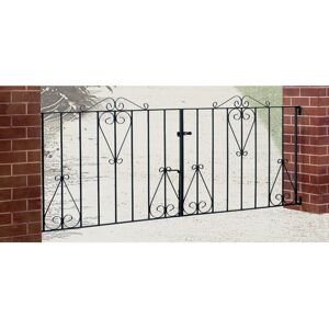 Rosalind Wheeler Suez Scroll Metal Driveway Gate 91cm High Black 213cm W X 91cm H Rosalind Wheeler Suez Scroll Metal Driveway Gate 91cm High Black 213cm W X 91cm H