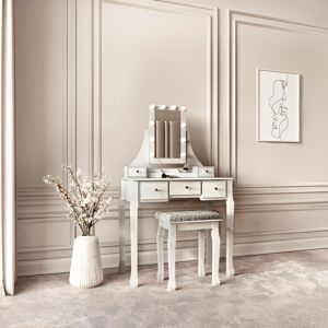 Mercer41 Glassell Dressing Table with Mirror Grey 136cm H X 80cm W X 40cm D Mercer41 Glassell Dressing Table with Mirror Grey 136cm H X 80cm W X 40cm D